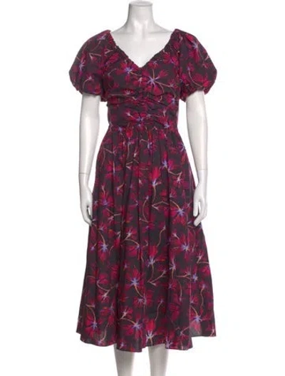 Pre-owned Ulla Johnson Floral Print Midi Length Dress In Multi