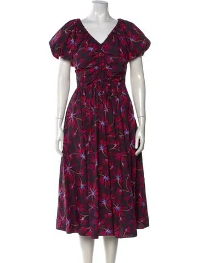Pre-owned Ulla Johnson Floral Print Midi Length Dress In Multi