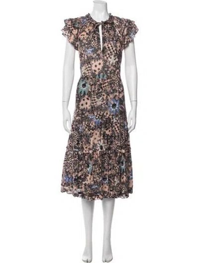 Pre-owned Ulla Johnson Floral Print Midi Length Dress In Multi
