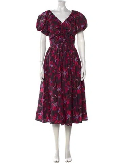 Pre-owned Ulla Johnson Floral Print Midi Length Dress In Multi