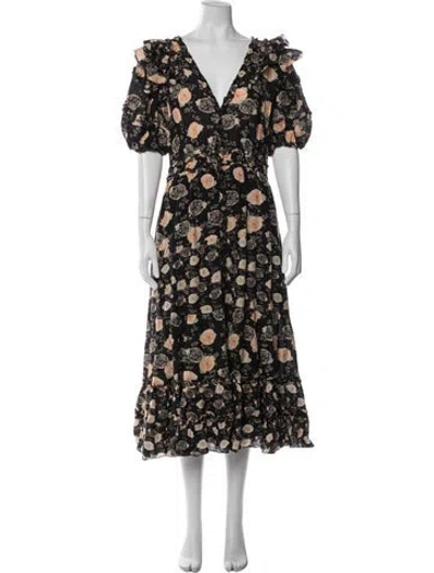 Pre-owned Ulla Johnson Floral Print Midi Length Dress In Multi