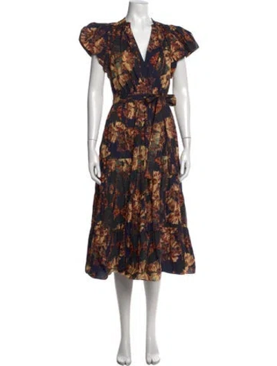 Pre-owned Ulla Johnson Floral Print Midi Length Dress In Multi