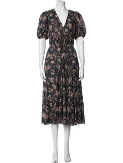 Pre-owned Ulla Johnson Floral Print Midi Length Dress In Multicolor
