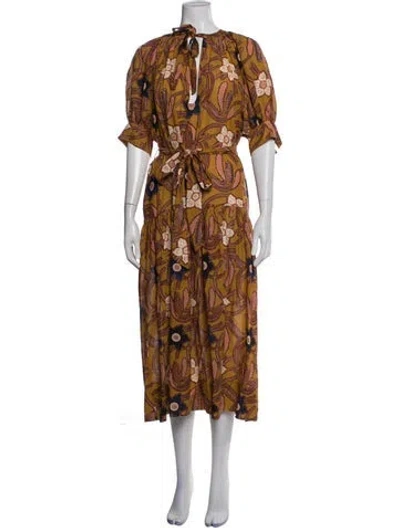Pre-owned Ulla Johnson Floral Print Midi Length Dress In Multicolor
