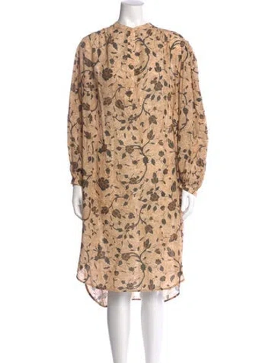 Pre-owned Ulla Johnson Floral Print Midi Length Dress In Neutral