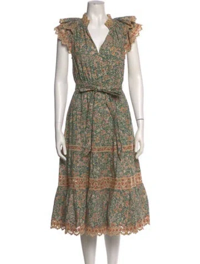 Pre-owned Ulla Johnson Floral Print Midi Length Dress In Neutral