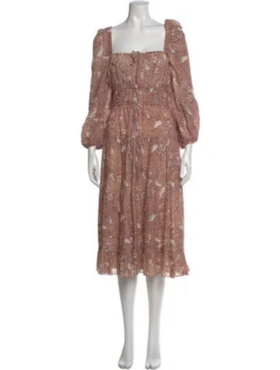 Pre-owned Ulla Johnson Floral Print Midi Length Dress In Neutral