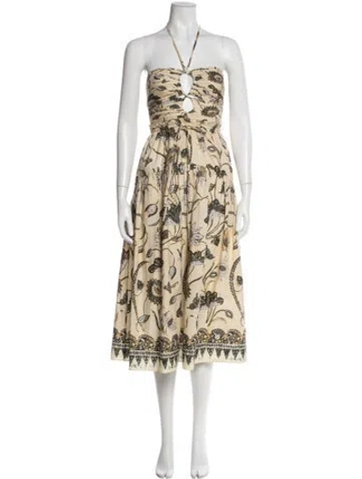 Pre-owned Ulla Johnson Floral Print Midi Length Dress In Neutral