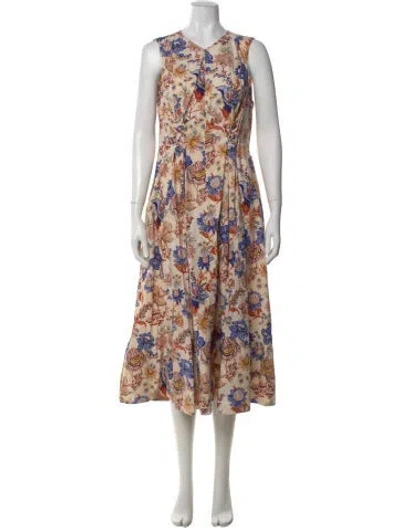 Pre-owned Ulla Johnson Floral Print Midi Length Dress In Neutral