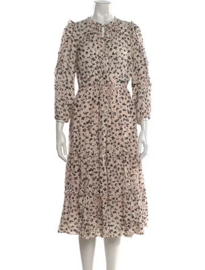 Pre-owned Ulla Johnson Floral Print Midi Length Dress In Neutral