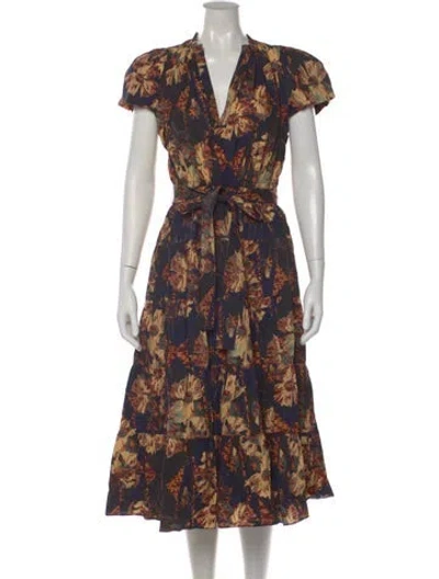 Pre-owned Ulla Johnson Floral Print Midi Length Dress In Neutral