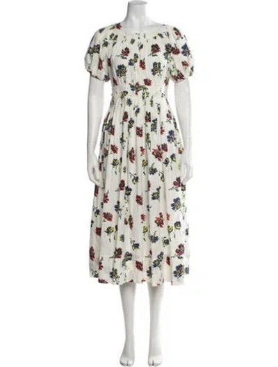 Pre-owned Ulla Johnson Floral Print Midi Length Dress In Neutrals