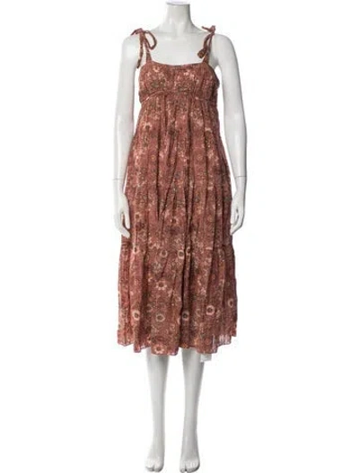 Pre-owned Ulla Johnson Floral Print Midi Length Dress In Neutrals