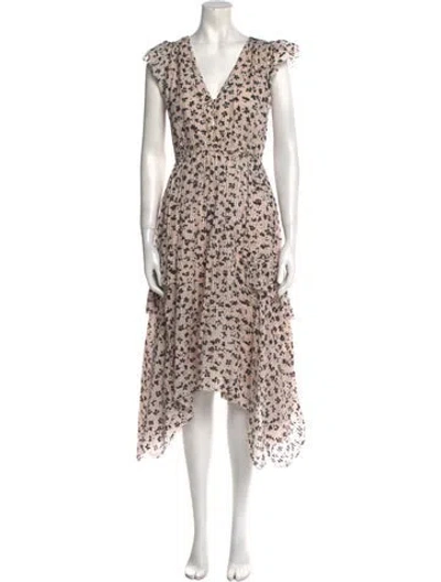 Pre-owned Ulla Johnson Floral Print Midi Length Dress In Pink