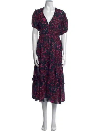 Pre-owned Ulla Johnson Floral Print Midi Length Dress In Pink