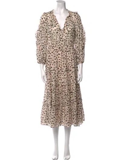 Pre-owned Ulla Johnson Floral Print Midi Length Dress In Pink