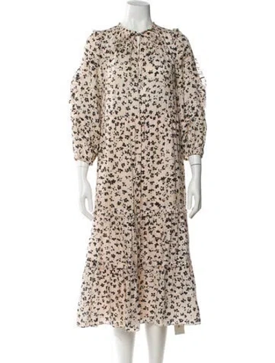 Pre-owned Ulla Johnson Floral Print Midi Length Dress In Pink