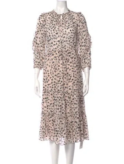 Pre-owned Ulla Johnson Floral Print Midi Length Dress In Pink