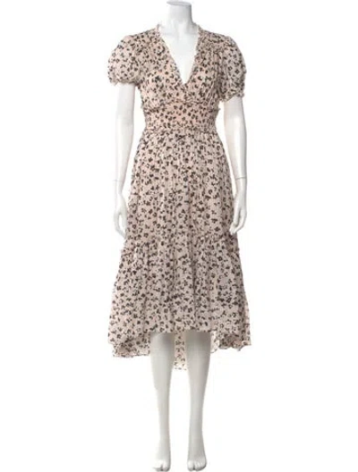 Pre-owned Ulla Johnson Floral Print Midi Length Dress In Pink