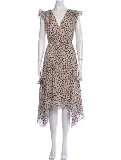 Pre-owned Ulla Johnson Floral Print Midi Length Dress In Pink