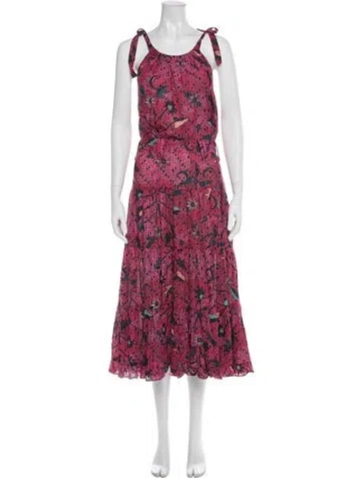 Pre-owned Ulla Johnson Floral Print Midi Length Dress In Pink