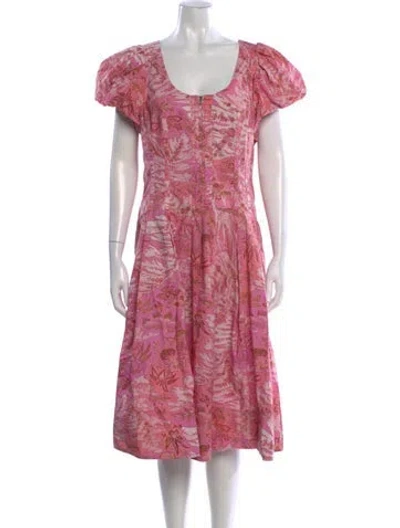 Pre-owned Ulla Johnson Floral Print Midi Length Dress In Pink