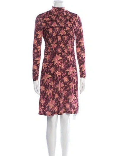 Pre-owned Ulla Johnson Floral Print Midi Length Dress In Pink