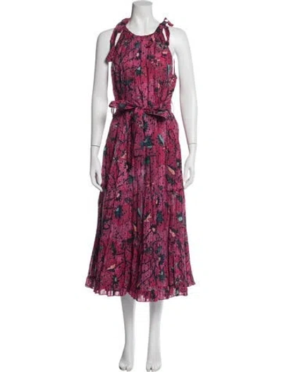 Pre-owned Ulla Johnson Floral Print Midi Length Dress In Pink