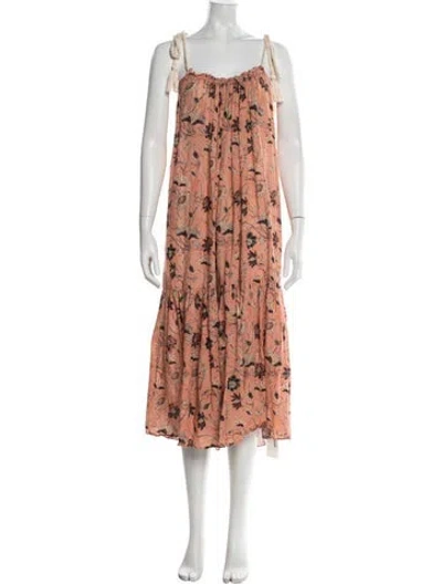 Pre-owned Ulla Johnson Floral Print Midi Length Dress In Pink