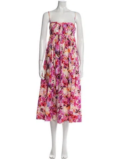 Pre-owned Ulla Johnson Floral Print Midi Length Dress In Pink