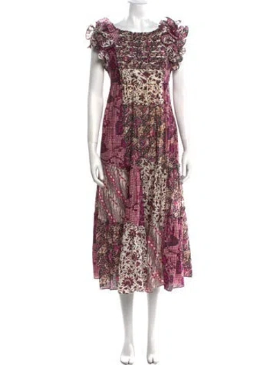 Pre-owned Ulla Johnson Floral Print Midi Length Dress In Purple