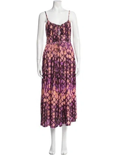 Pre-owned Ulla Johnson Floral Print Midi Length Dress In Purple