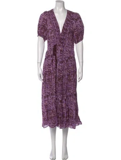 Pre-owned Ulla Johnson Floral Print Midi Length Dress In Purple