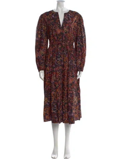 Pre-owned Ulla Johnson Floral Print Midi Length Dress In Purple