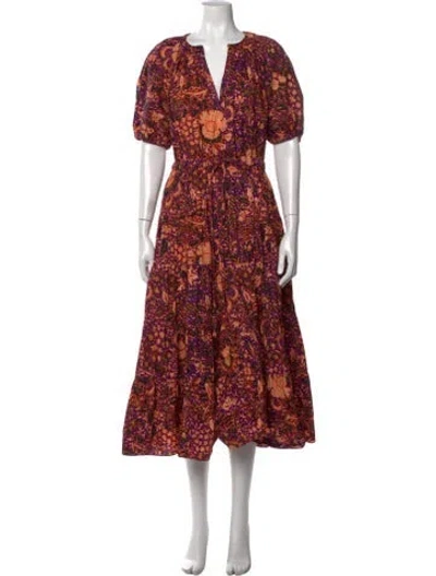 Pre-owned Ulla Johnson Floral Print Midi Length Dress In Purple