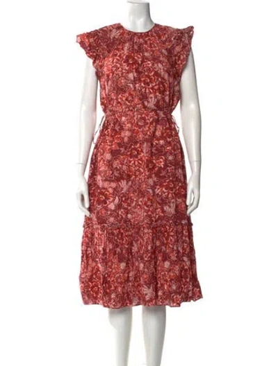 Pre-owned Ulla Johnson Floral Print Midi Length Dress In Red