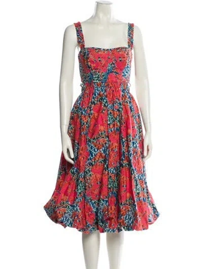 Pre-owned Ulla Johnson Floral Print Midi Length Dress In Red