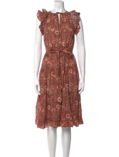 Pre-owned Ulla Johnson Floral Print Midi Length Dress In Red
