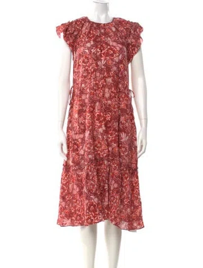 Pre-owned Ulla Johnson Floral Print Midi Length Dress In Red