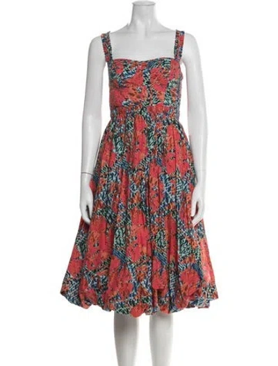 Pre-owned Ulla Johnson Floral Print Midi Length Dress In Red