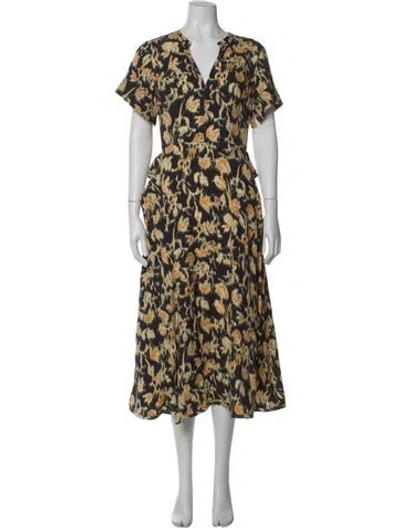Pre-owned Ulla Johnson Floral Print Midi Length Dress W/ Tags In Green