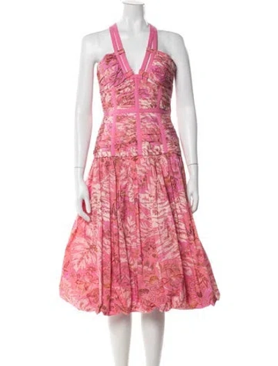 Pre-owned Ulla Johnson Floral Print Midi Length Dress W/ Tags In Pink