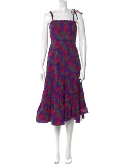 Pre-owned Ulla Johnson Floral Print Midi Length Dress W/ Tags In Pink/purple