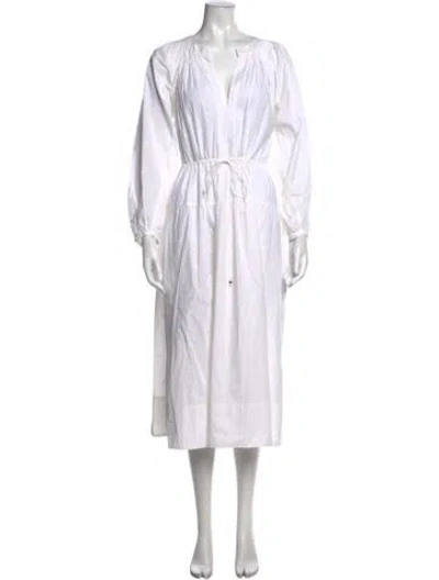 Pre-owned Ulla Johnson Floral Print Midi Length Dress In White