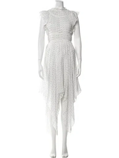Pre-owned Ulla Johnson Floral Print Midi Length Dress In White