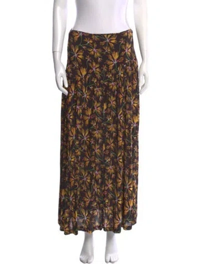 Pre-owned Ulla Johnson Floral Print Midi Length Skirt In Black