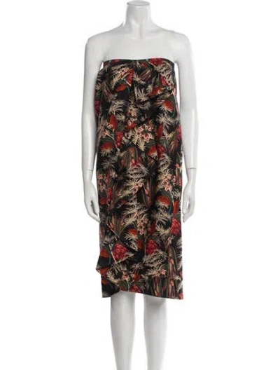 Pre-owned Ulla Johnson Floral Print Midi Length Skirt In Black