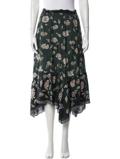 Pre-owned Ulla Johnson Floral Print Midi Length Skirt In Black