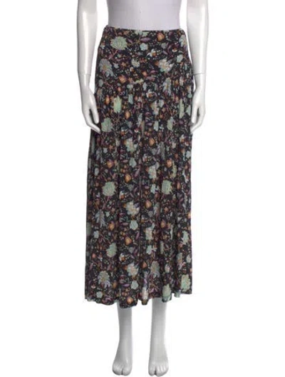 Pre-owned Ulla Johnson Floral Print Midi Length Skirt In Black