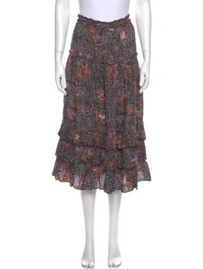 Pre-owned Ulla Johnson Floral Print Midi Length Skirt In Black